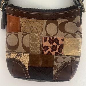 Coach brown patchwork purse EUC